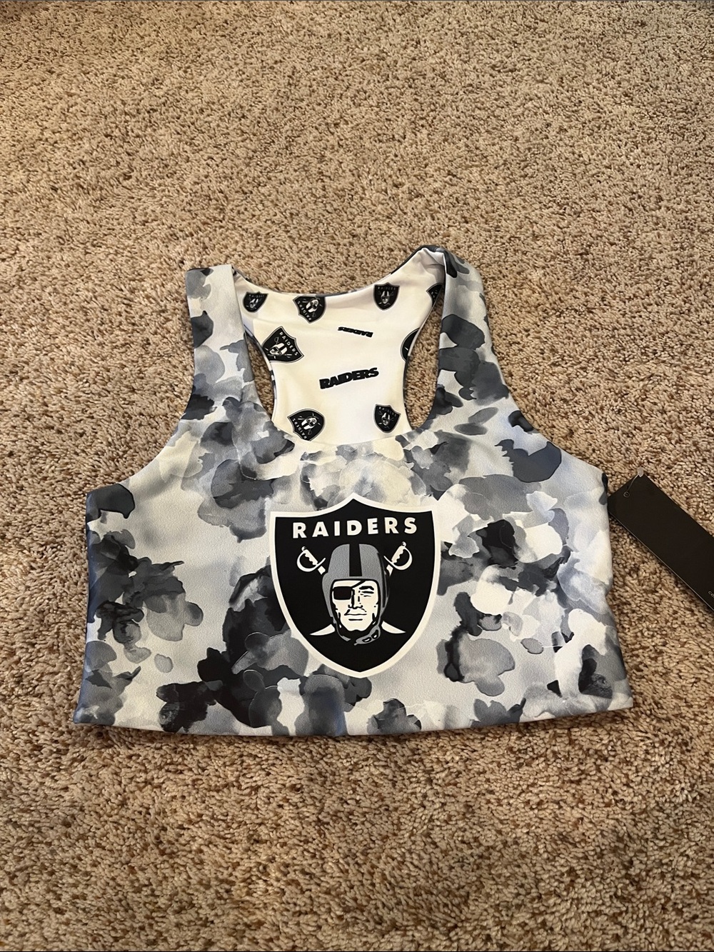 Certo Black & White Raiders Logo Racerback Sports Top - Reversible